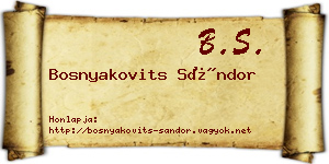 Bosnyakovits Sándor névjegykártya